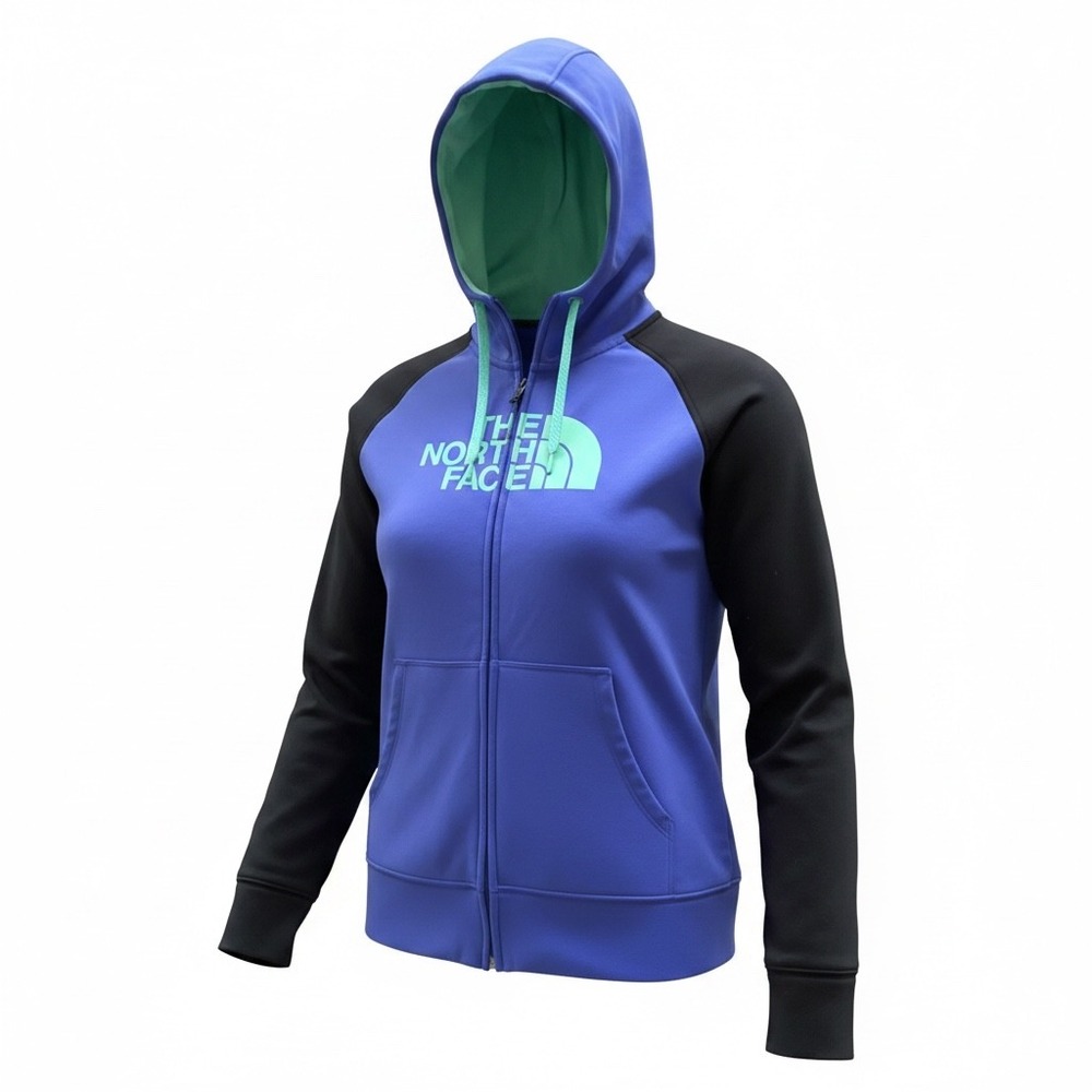 The North Face Womens Purple Black Colorblock Full Zip Hoodie Jacket Medium